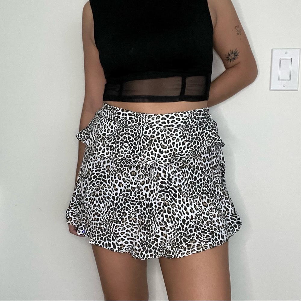 Zara • Animal Print Short Skirt with Ruffle